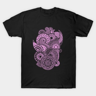 Abstract Mandala design (light pink on black) T-Shirt